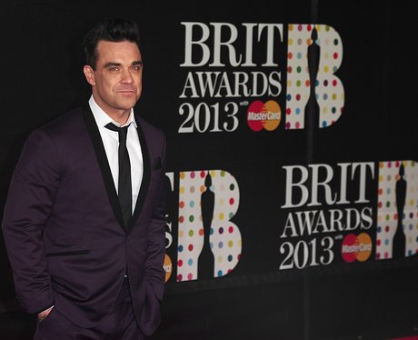 Robbie Williams seen arriving at the BRIT Awards