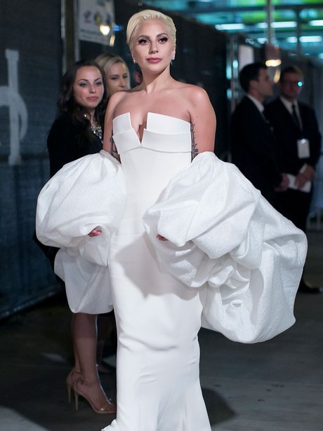 lady gaga white gown