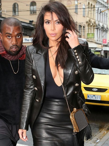 We are loving Kim K's sharp tailored leather blazer with amazing ...